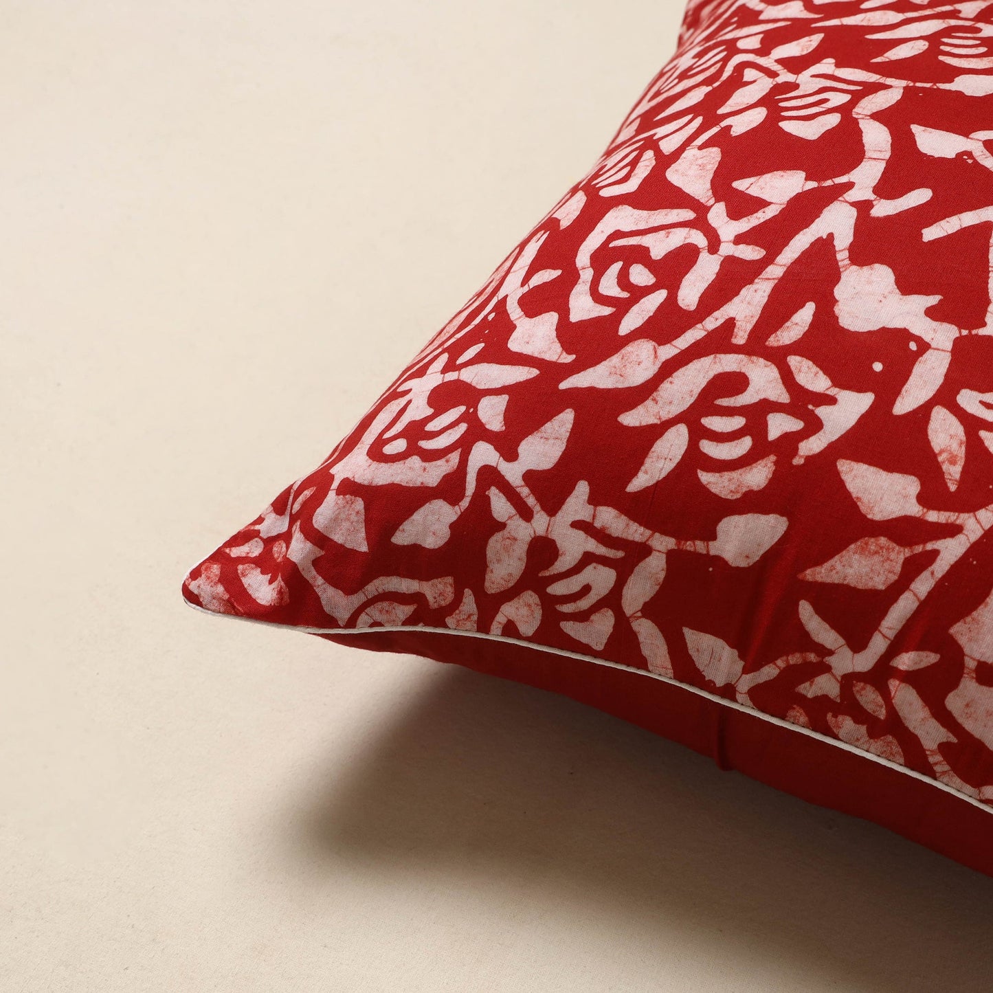 Red - hand batik cotton cushion cover 14 - handcrafted
