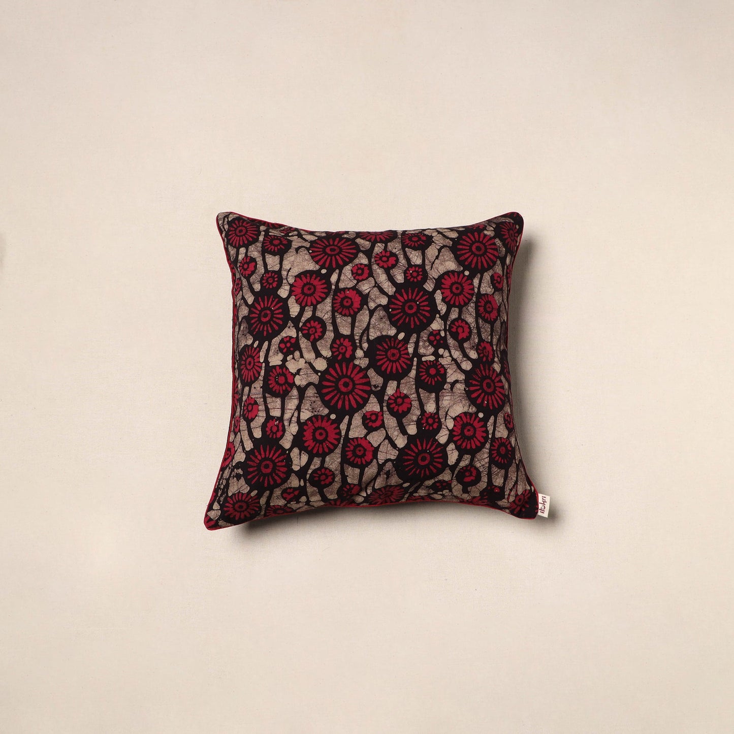 Red - hand batik cotton cushion cover 23 - handcrafted