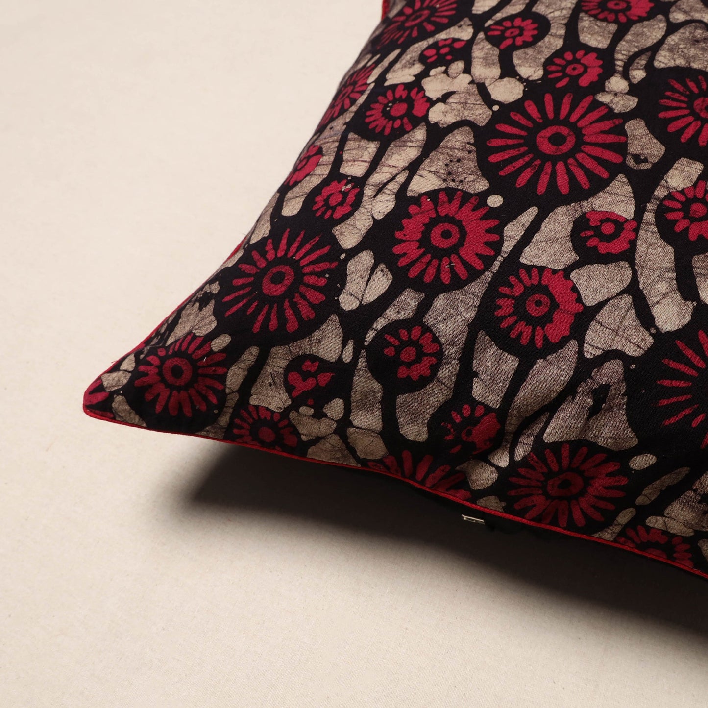 Red - hand batik cotton cushion cover 23 - handcrafted