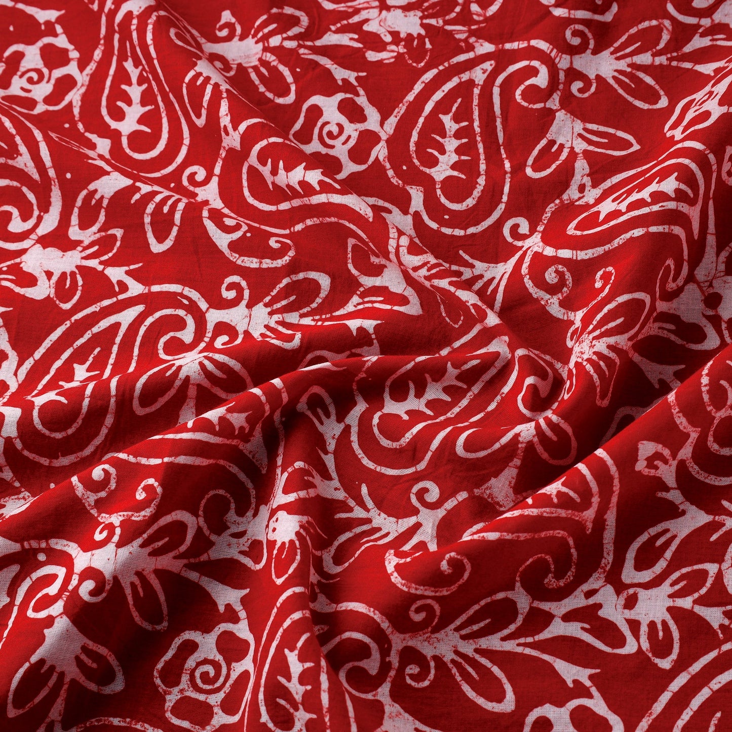 Red Hand Batik Print Cotton Fabric