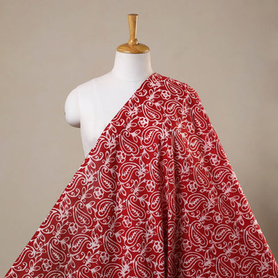 Red Hand Batik Print Cotton Fabric