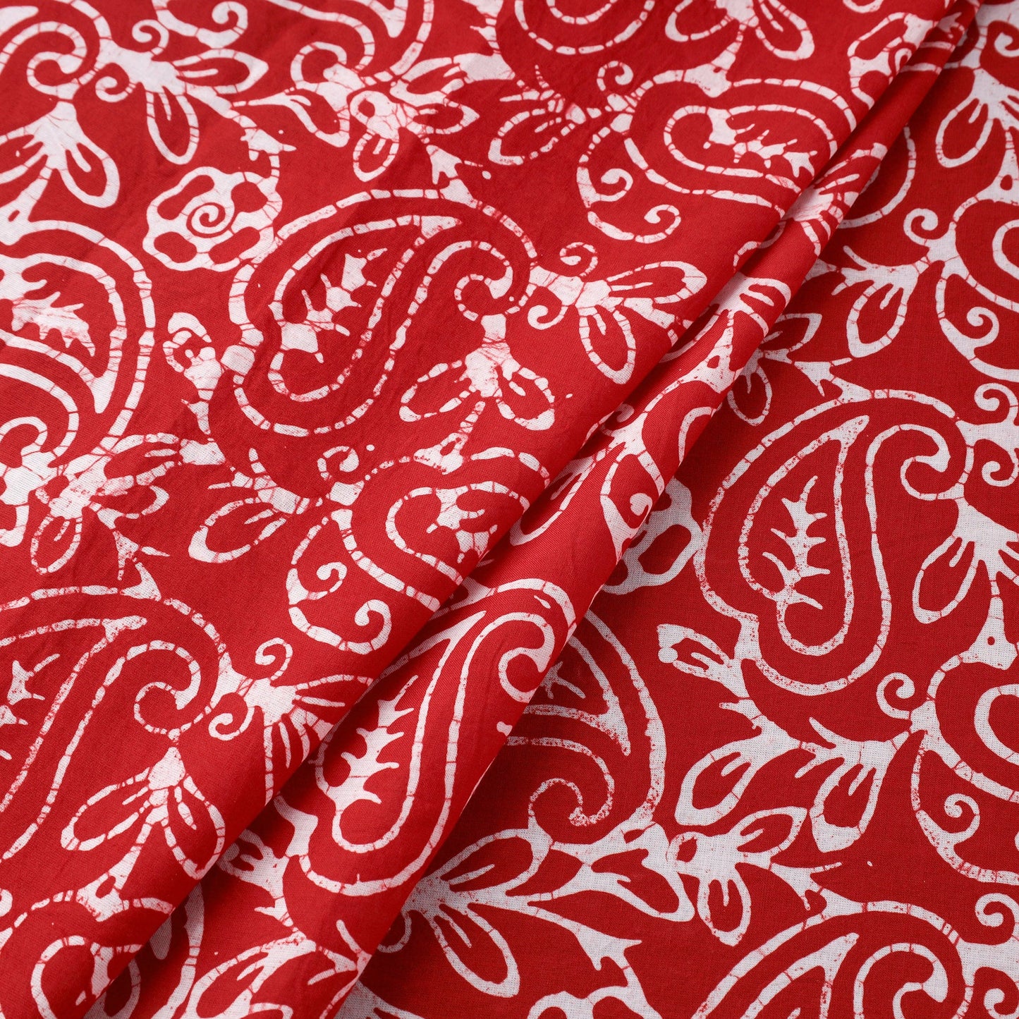 Red Hand Batik Print Cotton Fabric