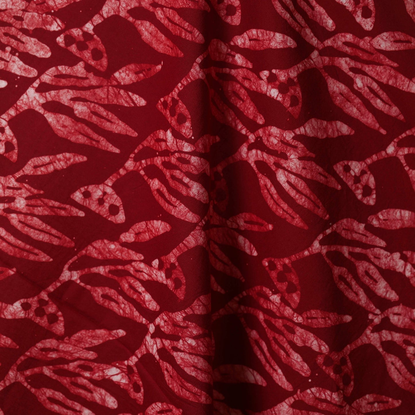 Red - hand batik cotton fabric 03 - handcrafted