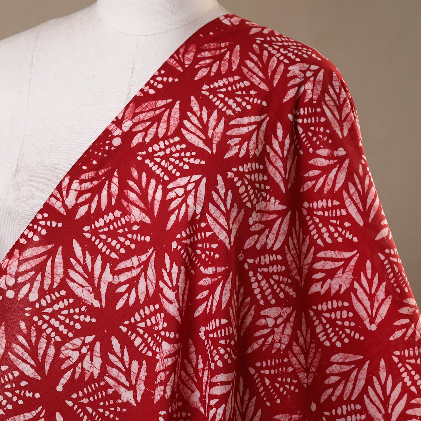 Red - hand batik cotton fabric 15 - handcrafted