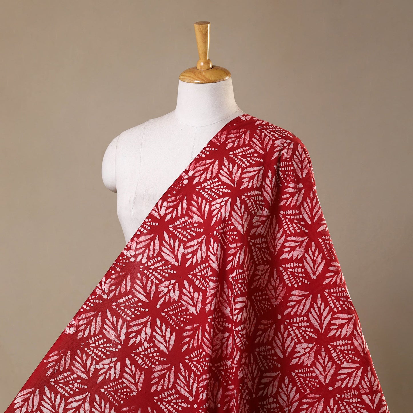 Red - hand batik cotton fabric 15 - handcrafted