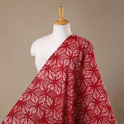 Red - hand batik cotton fabric 15 - handcrafted