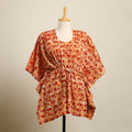  Red Hand Batik Print Cotton Kaftan