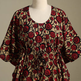 Red Hand Batik Print Cotton Kaftan (Short) 50