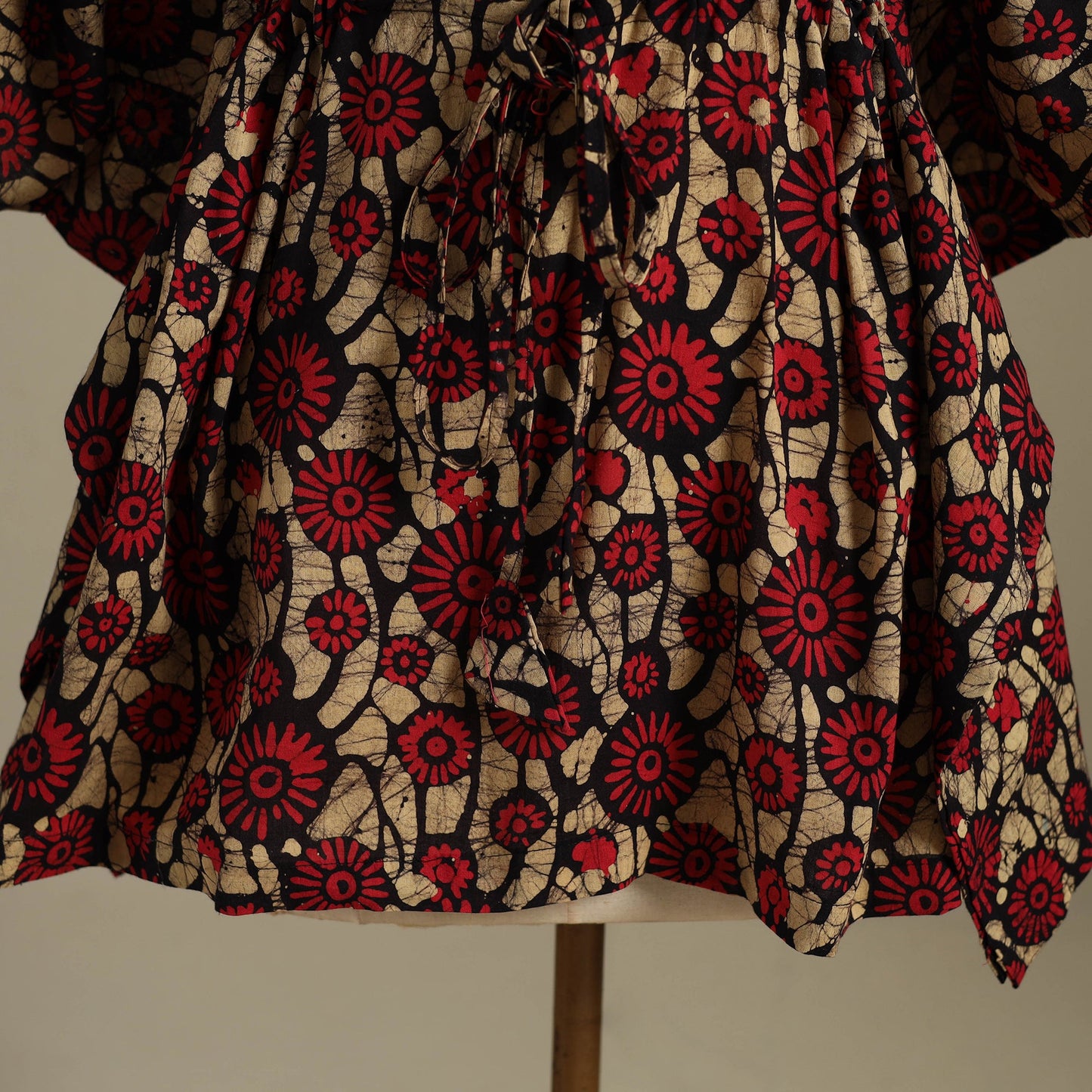 Red Hand Batik Print Cotton Kaftan (Short) 50