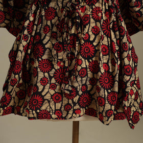 Red Hand Batik Print Cotton Kaftan (Short) 50