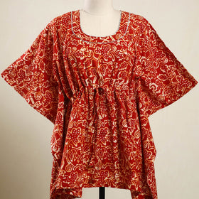 Red - hand batik cotton kaftan (short) 84 - handcrafted