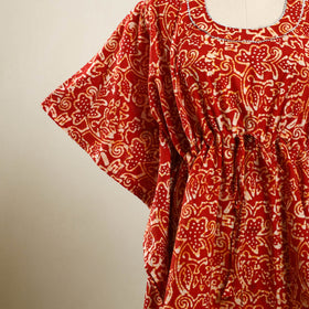 Red - hand batik cotton kaftan (short) 84 - handcrafted
