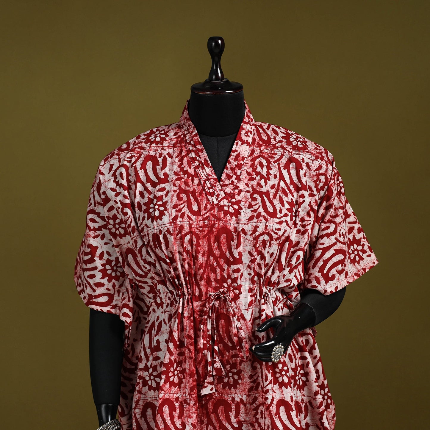 Hand batik cotton short kaftan 15 - handcrafted