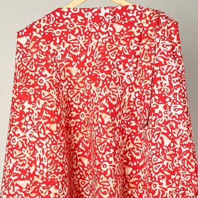 Red Hand Batik Print Cotton Wrap Around Skirt