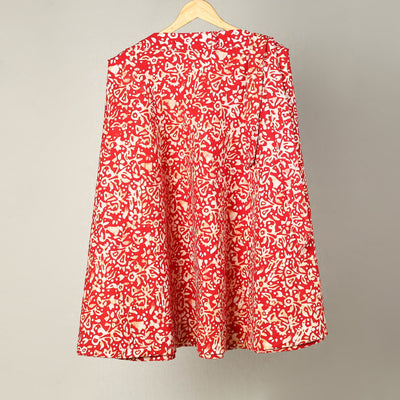 Red Hand Batik Print Cotton Wrap Around Skirt
