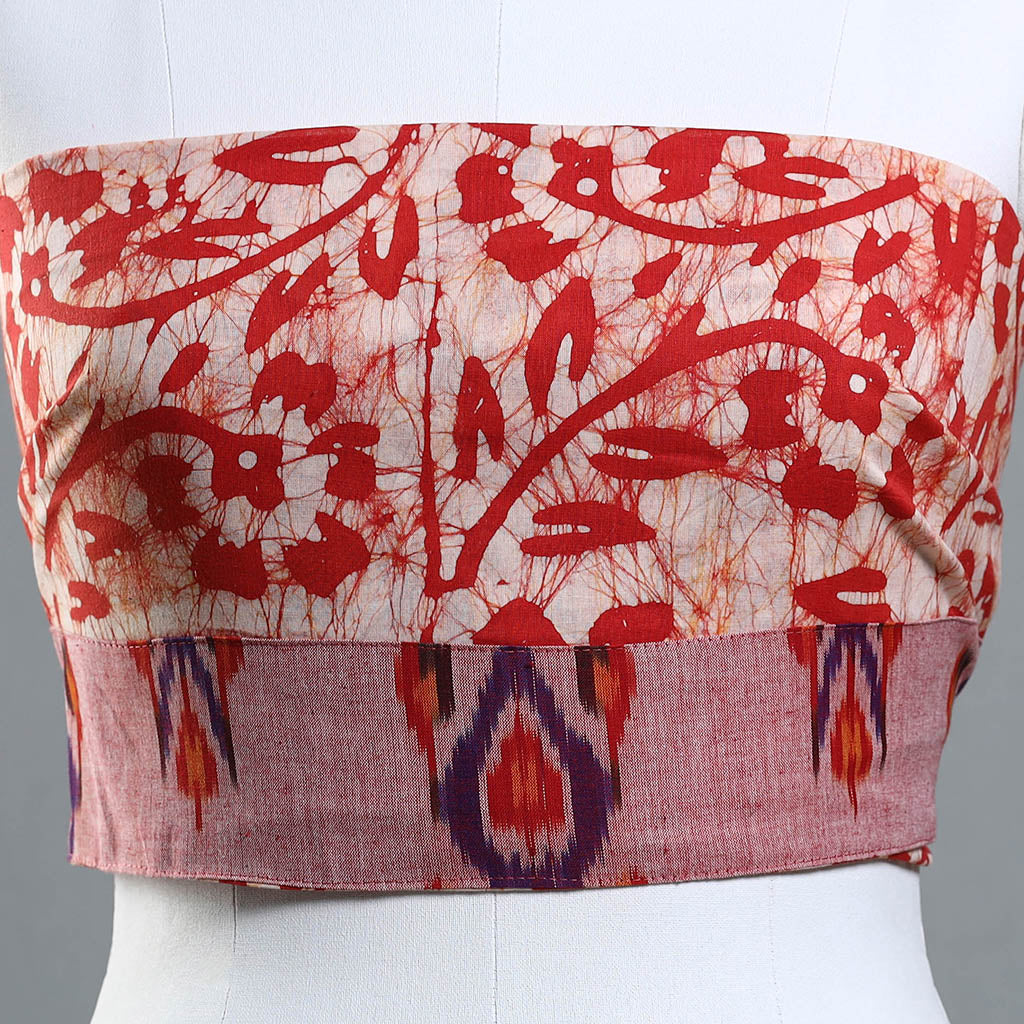 Red - Hand Batik Printed Cotton Blouse Piece