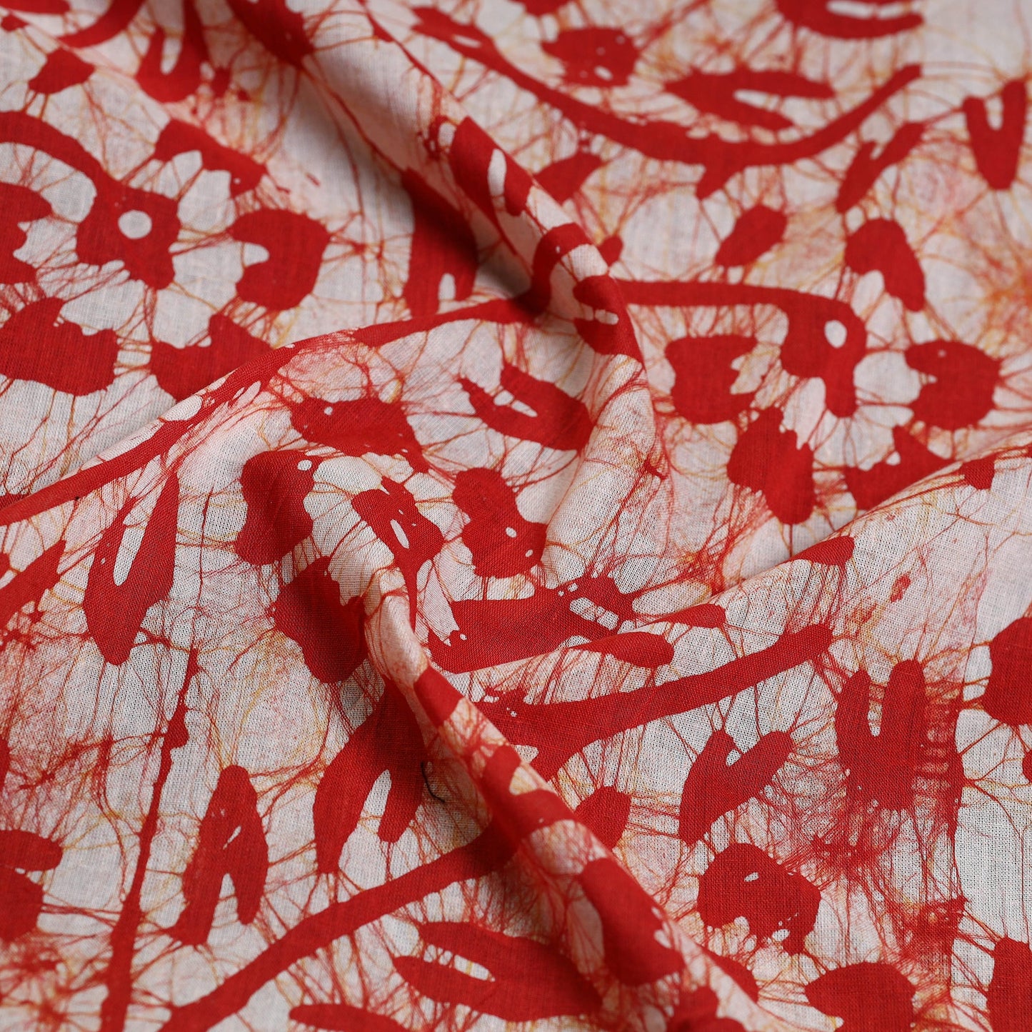 Red - Hand Batik Printed Cotton Blouse Piece