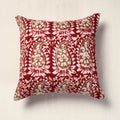 Red Hand Batik Printed Cotton Cushion Cover (16 x 16 in)