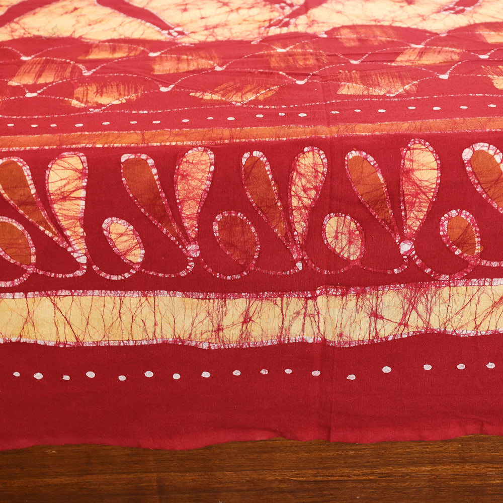 Buy Hand Batik Printed Cotton Double Bed Cover with Pillow Covers Online at iTokri.com