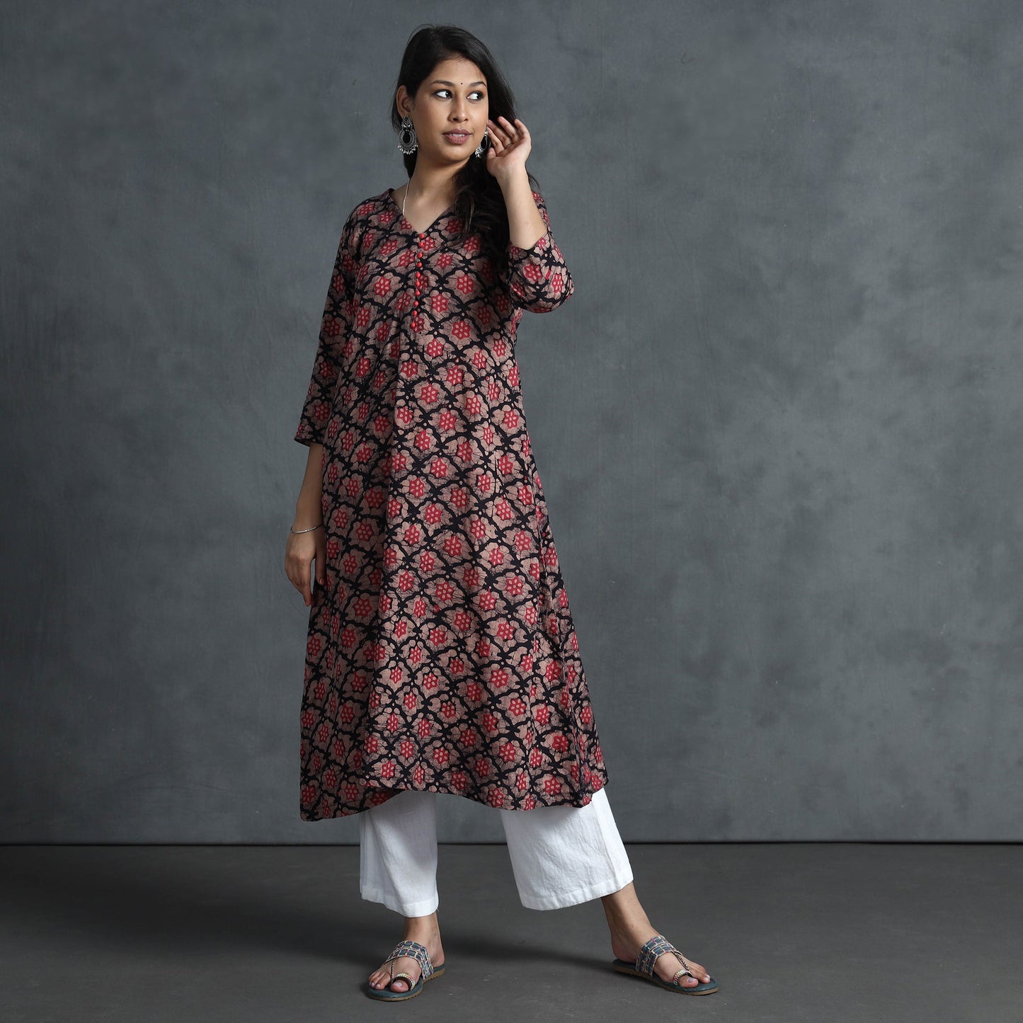 Buy Hand Batik Printed Cotton Kurta for Women