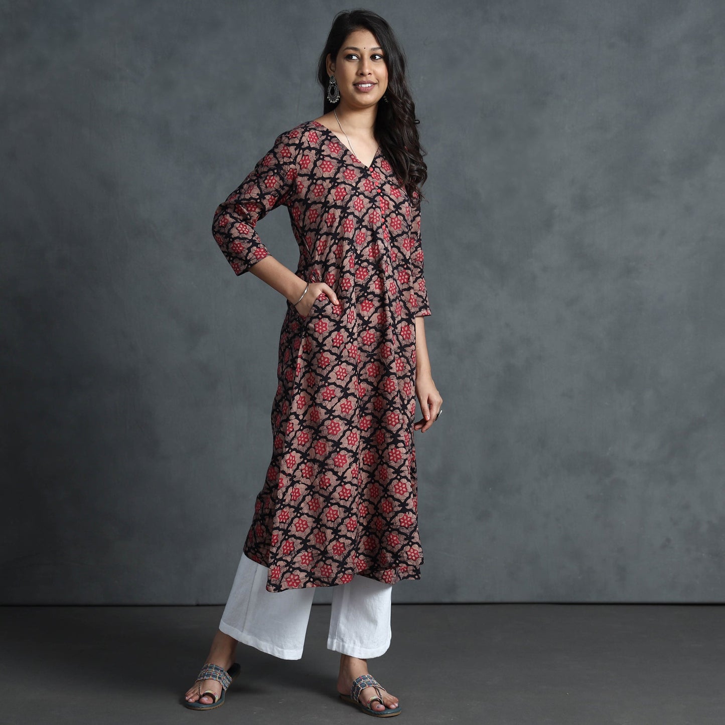 Buy Hand Batik Printed Cotton Kurta for Women