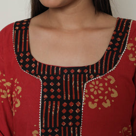  Hand Batik Printed Cotton Kurta with Palazzo & Dupatta Set 07 
