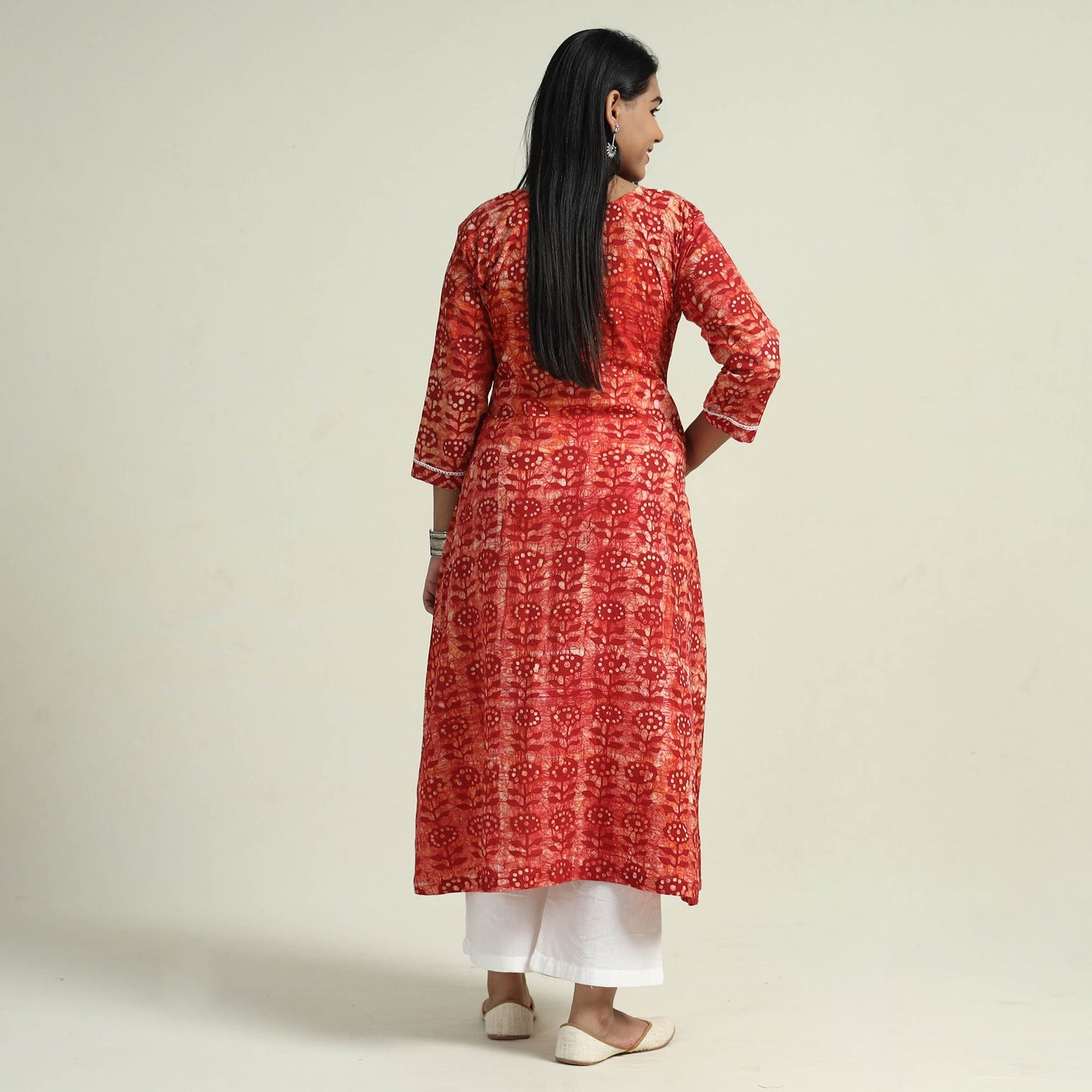  Hand Batik Printed Cotton Kurta with Palazzo Set 