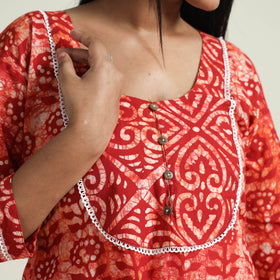  Hand Batik Printed Cotton Kurta with Palazzo Set 