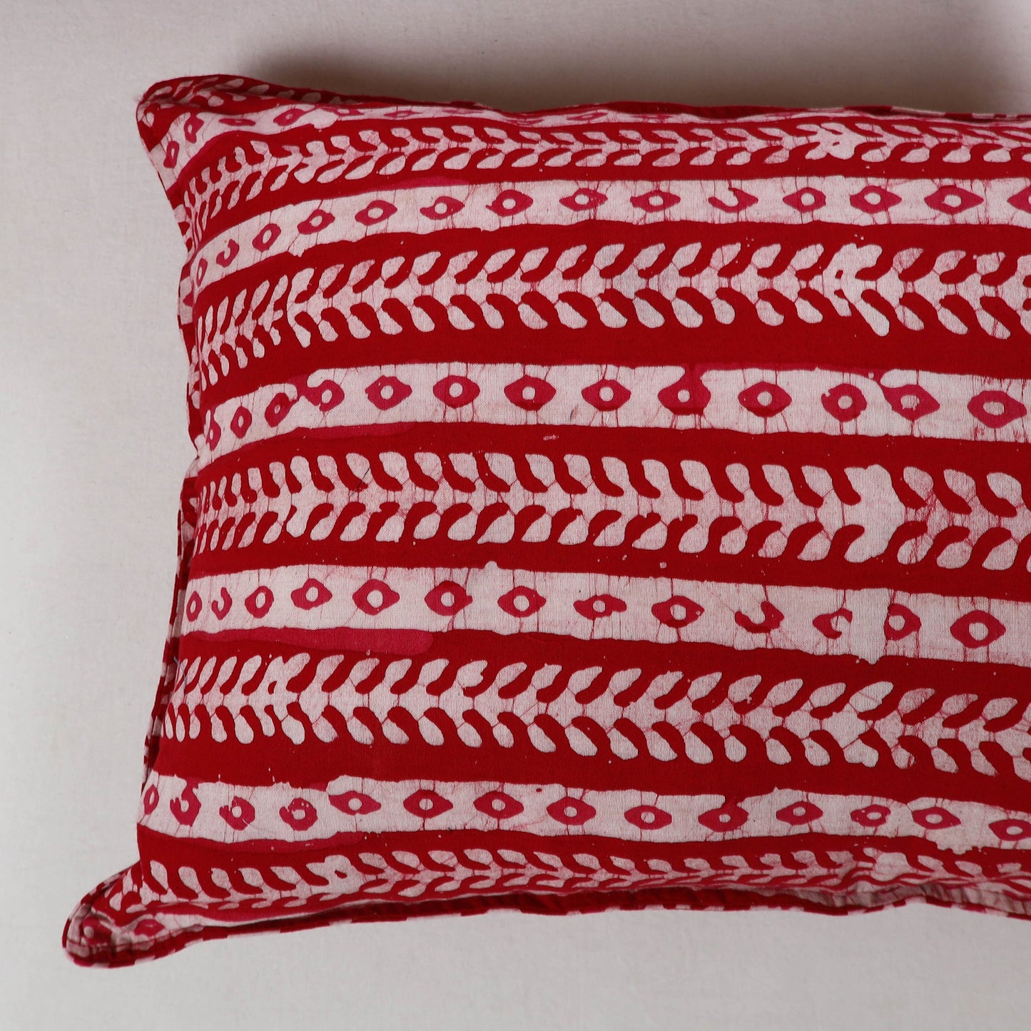 Red - hand batik printed cotton pillow cover (set of 2) 12