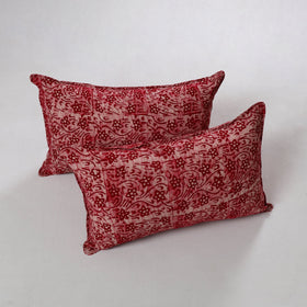 Red - hand batik printed cotton pillow cover (set of 2) 22