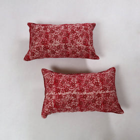 Red - hand batik printed cotton pillow cover (set of 2) 22