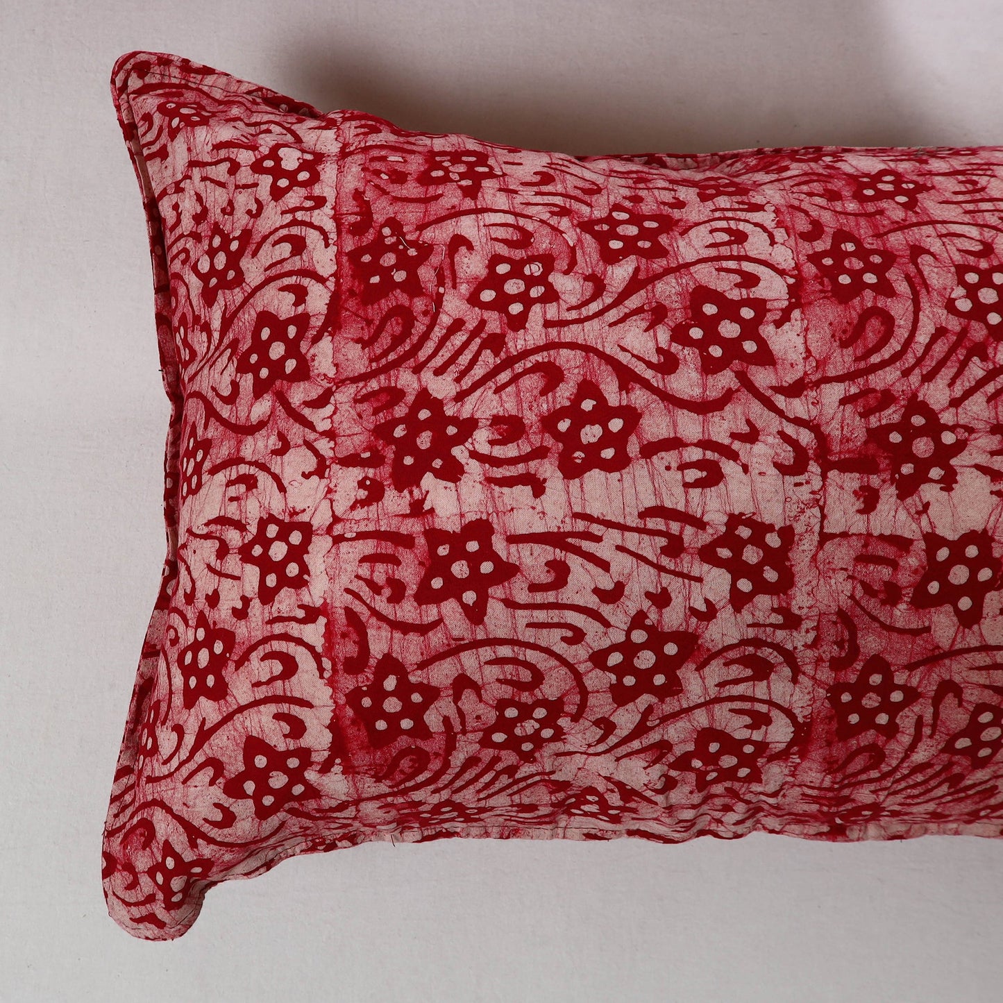 Red - hand batik printed cotton pillow cover (set of 2) 22