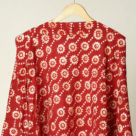 Red Hand Batik Printed Cotton Wrap Around Skirt 