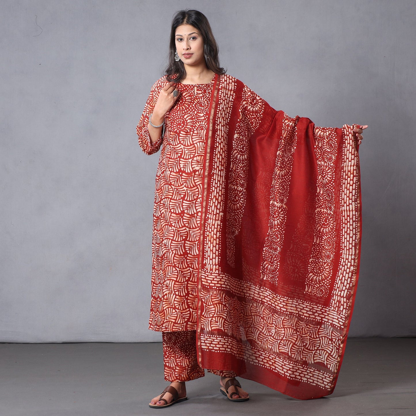 Batik Kurta with Palazzo & Dupatta Set