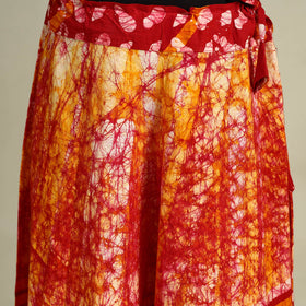 Red Hand Batik Print Running Stitch Cotton Long Skirt