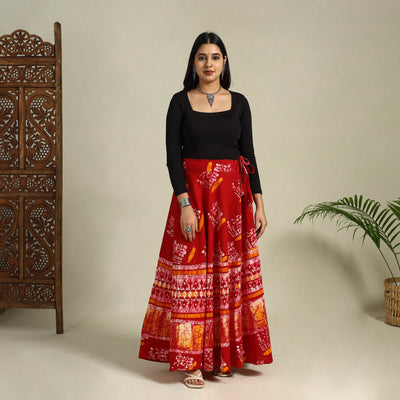 Buy Hand Batik Print Running Stitch Cotton Long Skirt