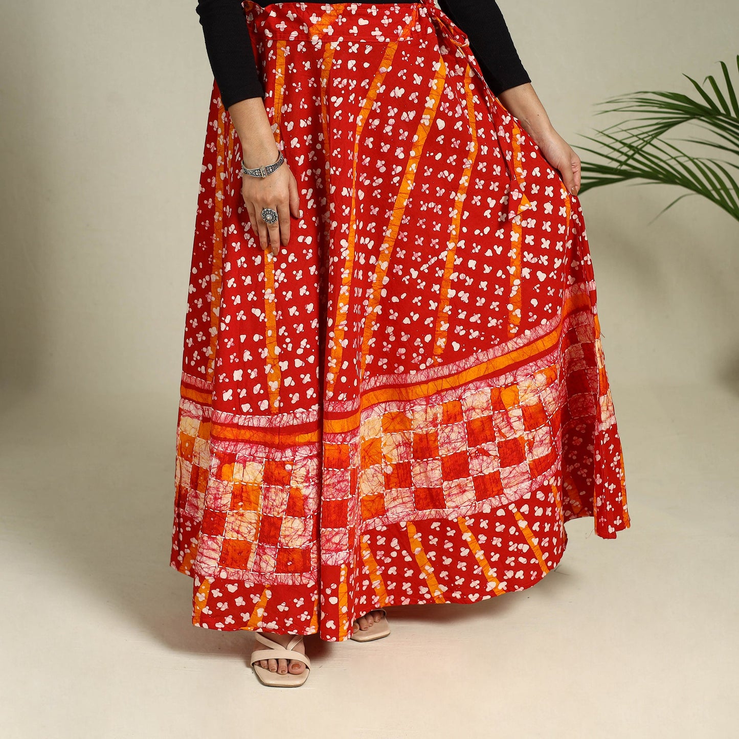 Buy Hand Batik Print Running Stitch Cotton Long Skirt
