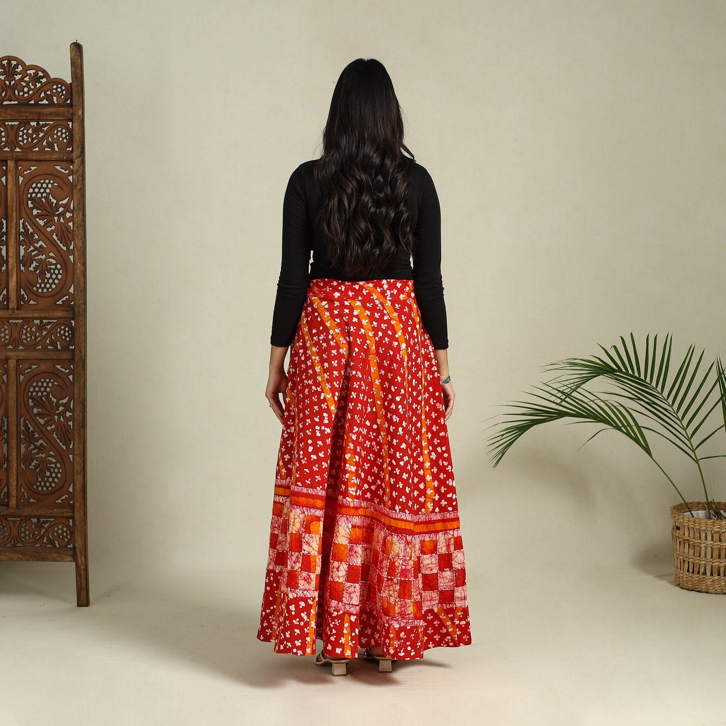 Buy Hand Batik Print Running Stitch Cotton Long Skirt