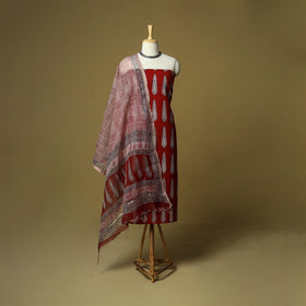Hand block bagh print cotton 3pc unstitched dress material
