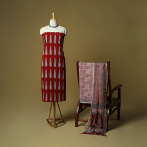 Hand block bagh print cotton 3pc unstitched dress material