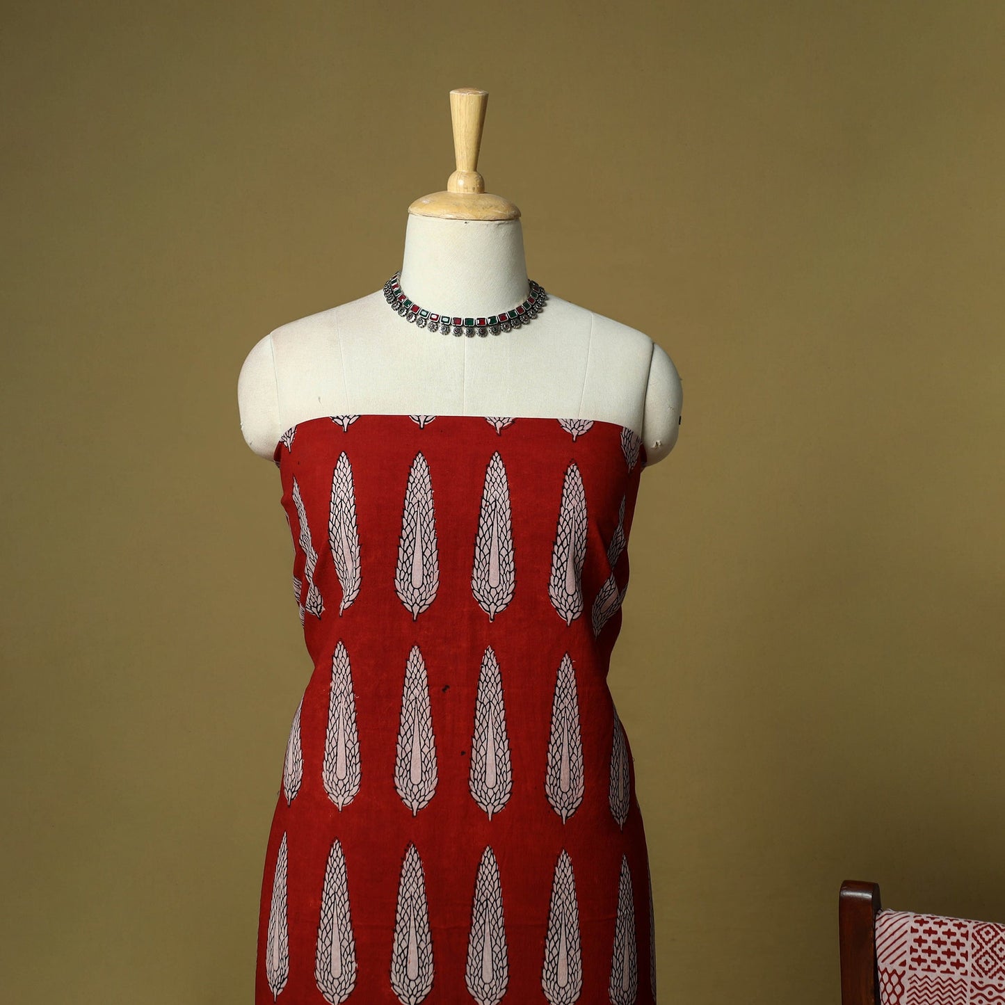 Hand block bagh print cotton 3pc unstitched dress material