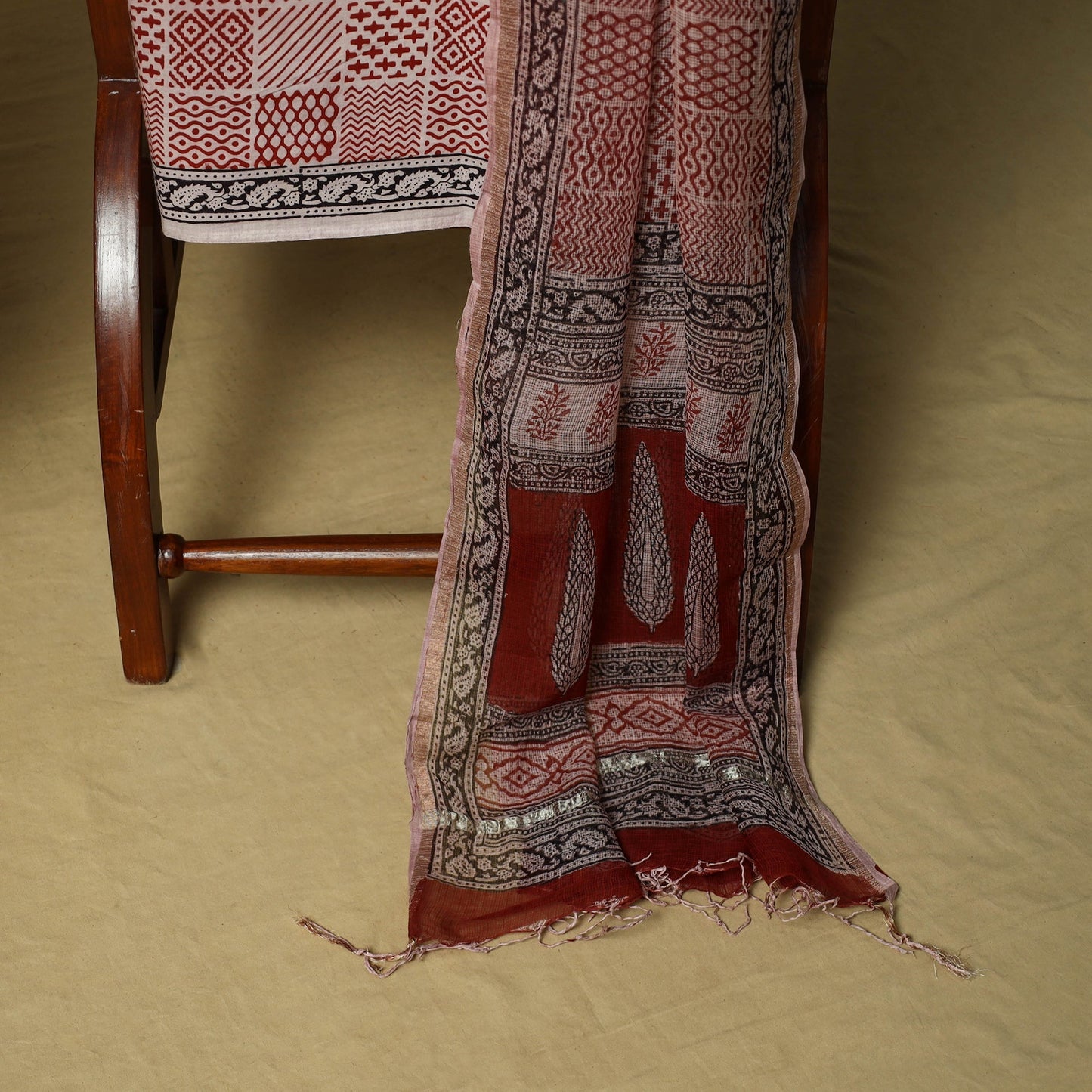 Hand block bagh print cotton 3pc unstitched dress material