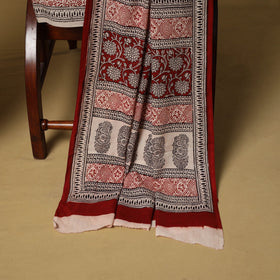 Red - hand bagh natural dyed cotton 3pc unstitched dress