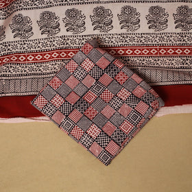 Red - hand bagh natural dyed cotton 3pc unstitched dress