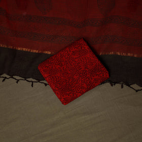 Hand block bagh print natural dyed kota doria cotton 3pc