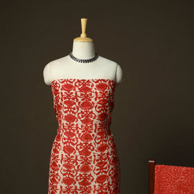 Hand block batik print chanderi silk 3pc unstitched dress