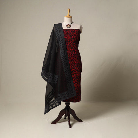 Hand block batik print cotton 2pc unstitched dress material