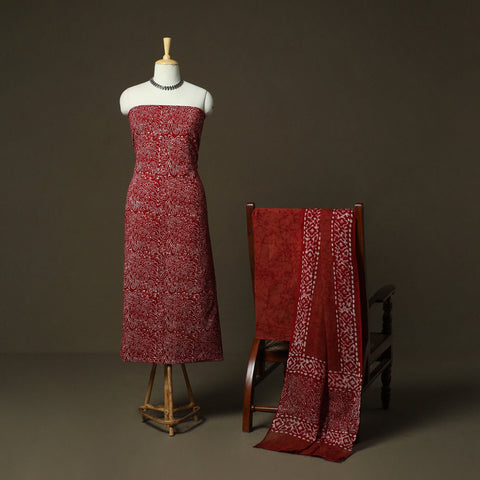 Hand batik cotton 3pc unstitched dress material 05