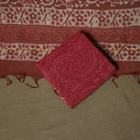 Hand block batik print cotton 3pc unstitched dress material