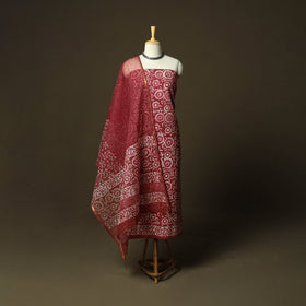 Hand block batik print cotton 3pc unstitched dress material